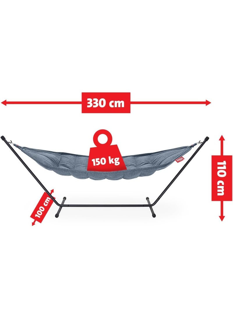 Fatboy Superb Hammock Swing and Stand with Pillow | Bleach-cleanable | 150 kg Capacity | Indoor and Outdoor | 100% Olefin | Filling: Polypropylene | Stand 330x100x110 cm | 270x138 cm (Pacific Blue) - Image 3